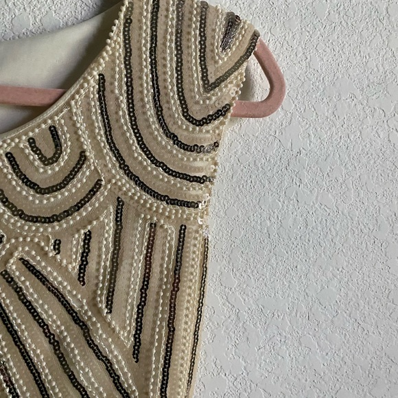 1920 Gatsby Retro. Style Beaded Sequin Fringe Cream Flapper Party Dress Size XS - Picture 11 of 16